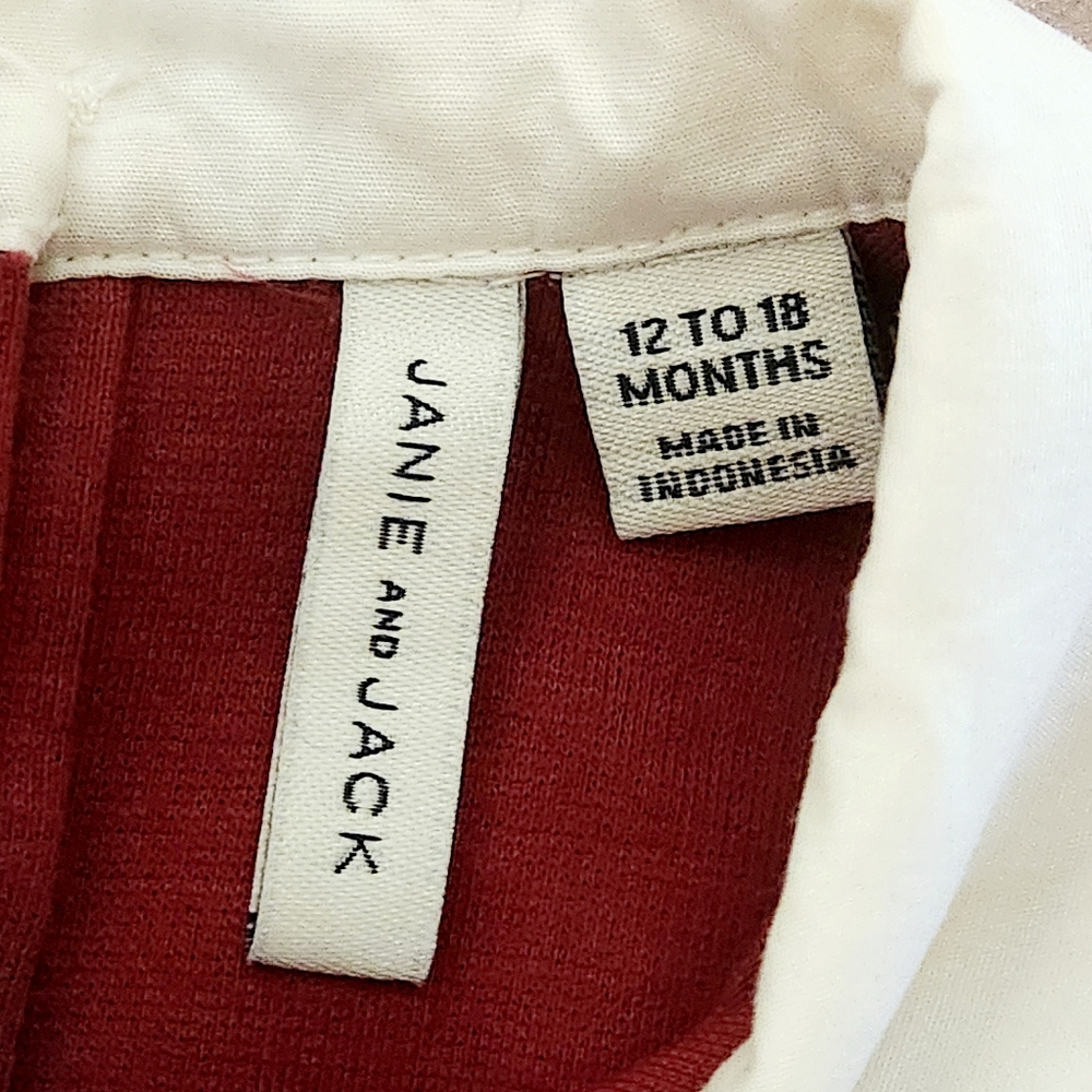NWOT Janie and Jack Dainty Berry Ponte Collared Dress w/ Diaper Cover – 12–18M - Picture 3 of 10